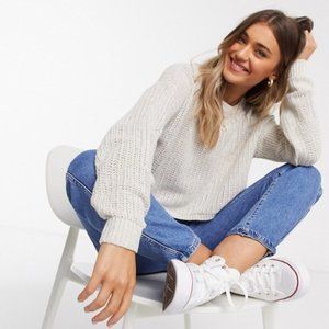 NEW Hollister puff sleeve jumper in light gray